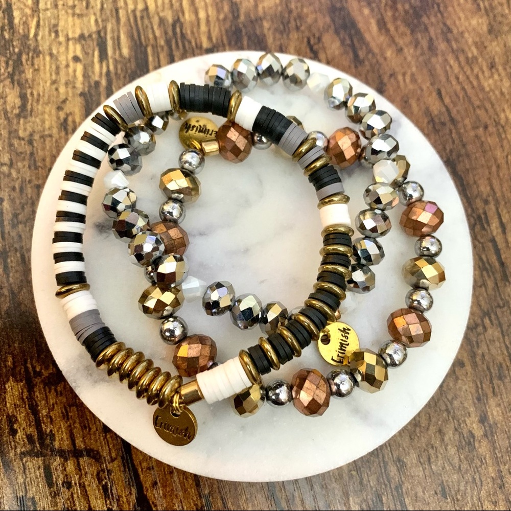 Erimish set of three new bracelets black and gold